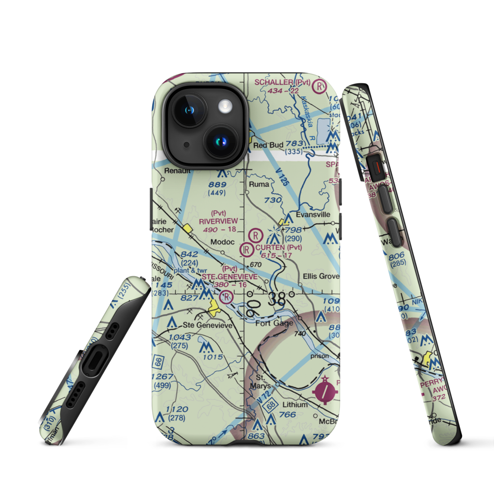 Dale Curten Farm Airport (37LL) VFR Sectional  Tough iPhone Case iPhone 15 model shown