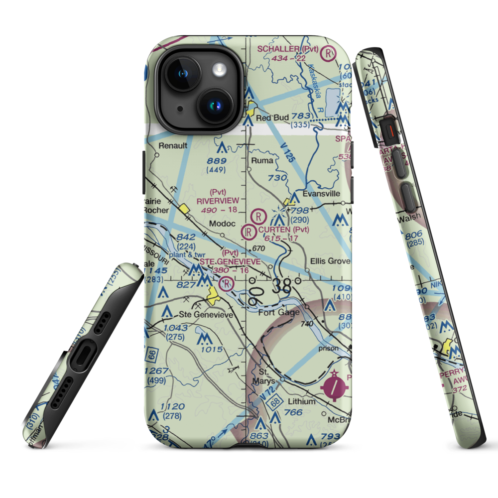 Dale Curten Farm Airport (37LL) VFR Sectional  Tough iPhone Case iPhone 15 Plus model shown