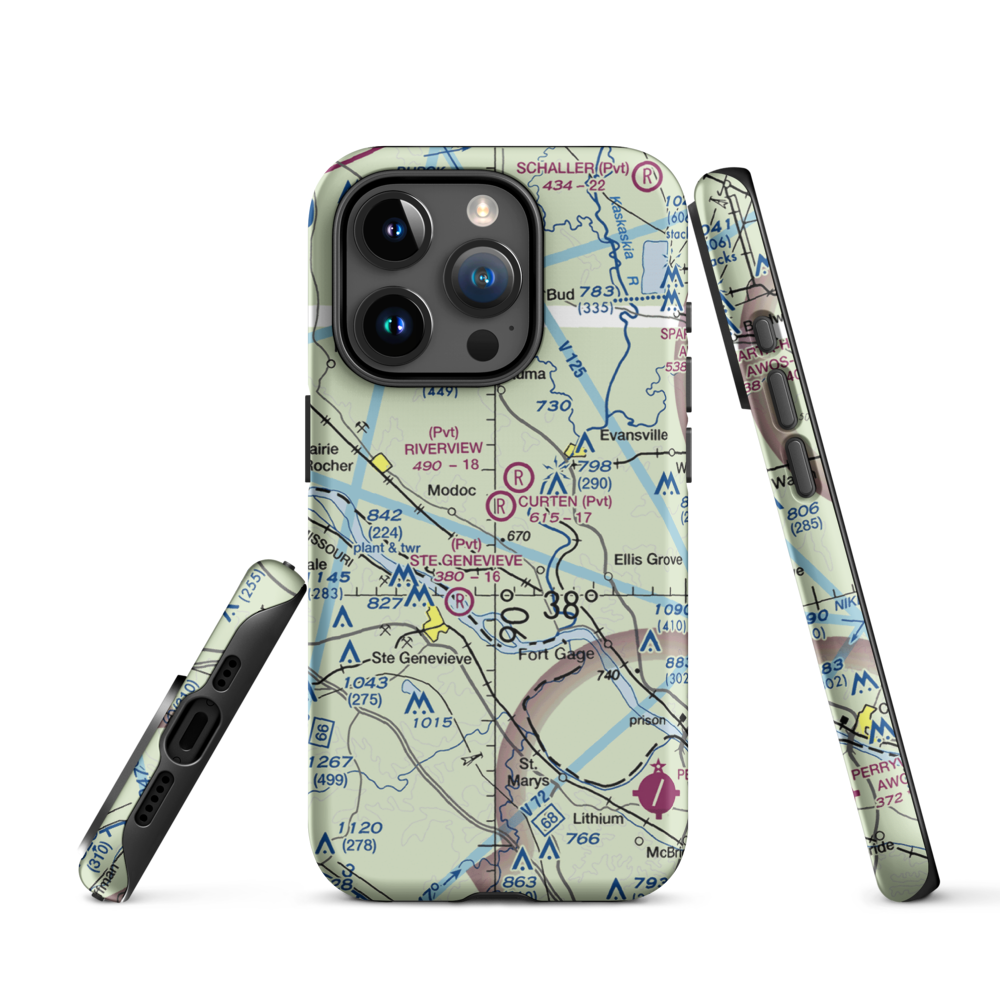 Dale Curten Farm Airport (37LL) VFR Sectional  Tough iPhone Case iPhone 15 Pro model shown