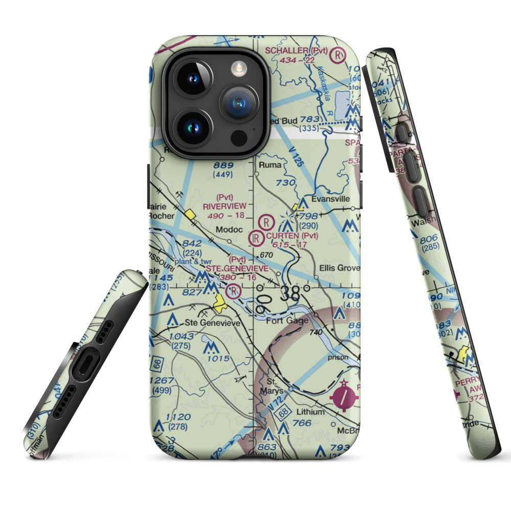 Dale Curten Farm Airport (37LL) VFR Sectional  Tough iPhone Case iPhone 15 Pro Max model shown