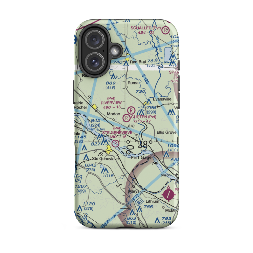 Dale Curten Farm Airport (37LL) VFR Sectional  Tough iPhone Case iPhone 16 Plus model shown