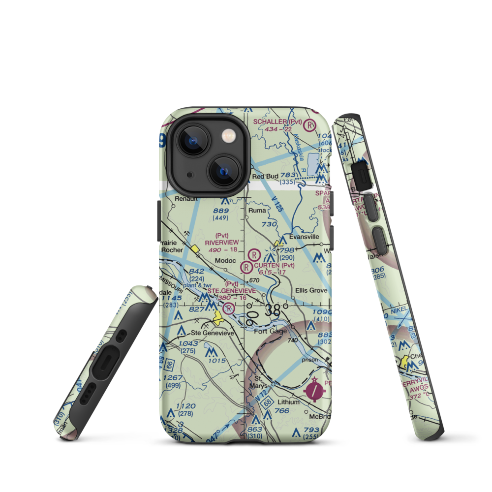 Dale Curten Farm Airport (37LL) VFR Sectional  Tough iPhone Case iPhone 13 mini model shown