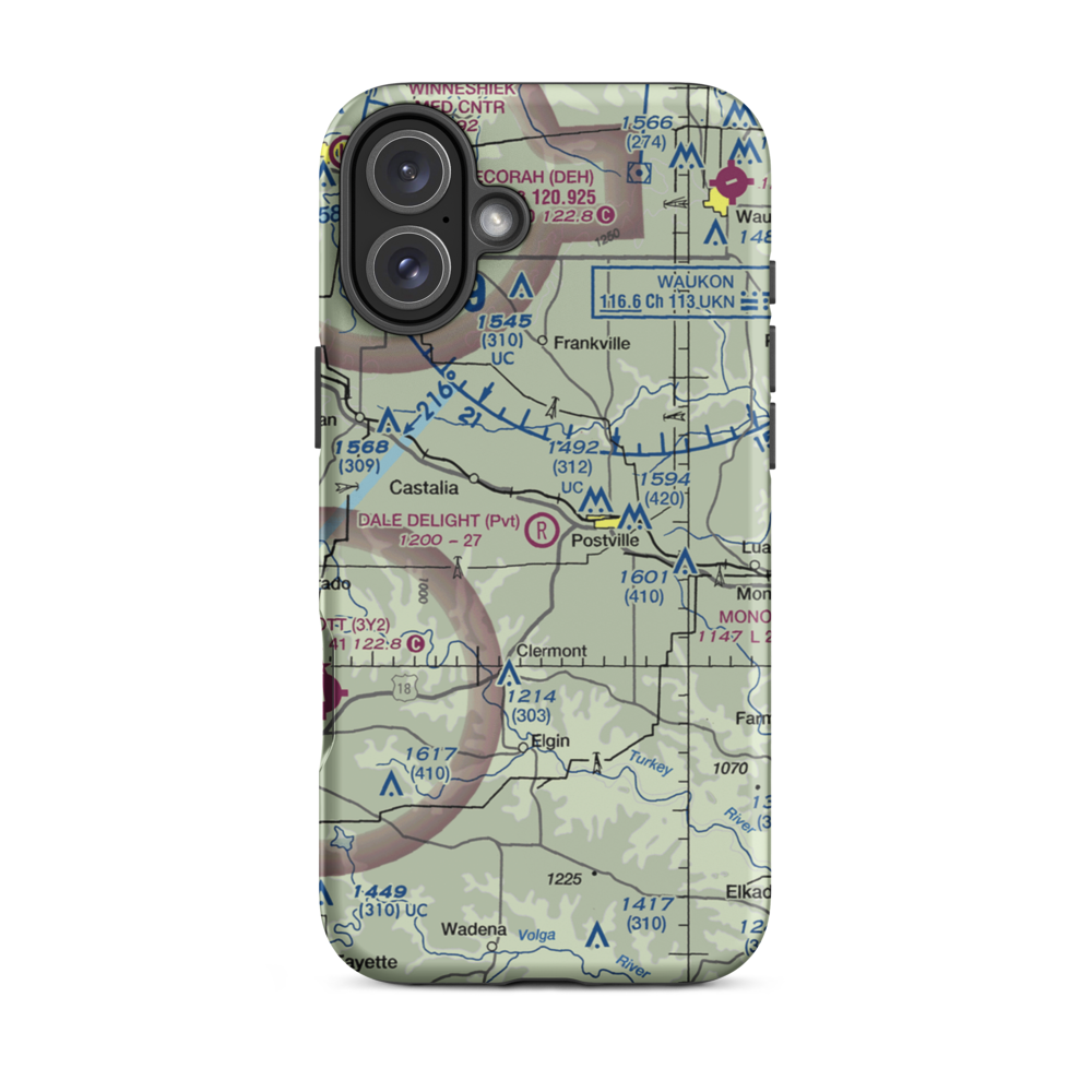 Dale Delight Airport (Y16) VFR Sectional  Tough iPhone Case iPhone 16 Plus model shown