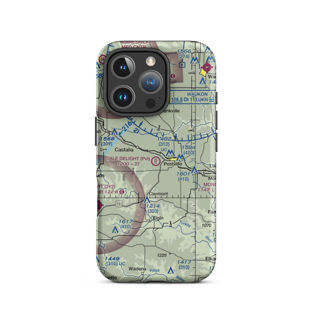 Dale Delight Airport (Y16) VFR Sectional  Tough iPhone Case iPhone 16 Pro model shown