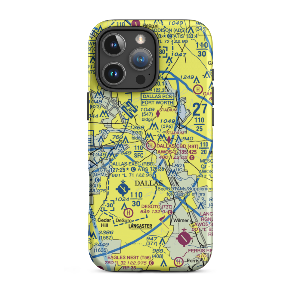 Dallas Cbd Vertiport Heliport (49T) VFR Sectional  Tough iPhone Case iPhone 16 Pro Max model shown