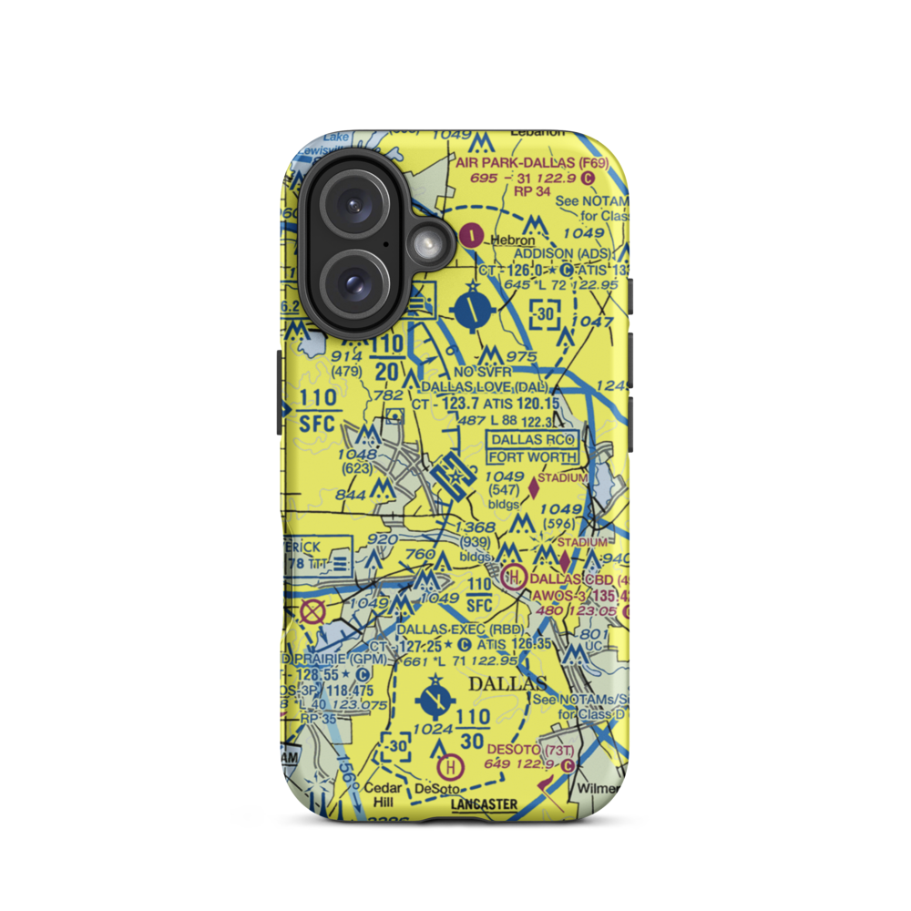Dallas Love Field (DAL) VFR Sectional  Tough iPhone Case iPhone 16 model shown