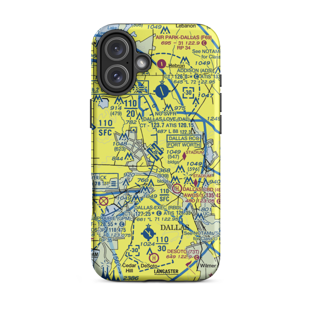 Dallas Love Field (DAL) VFR Sectional  Tough iPhone Case iPhone 16 Plus model shown