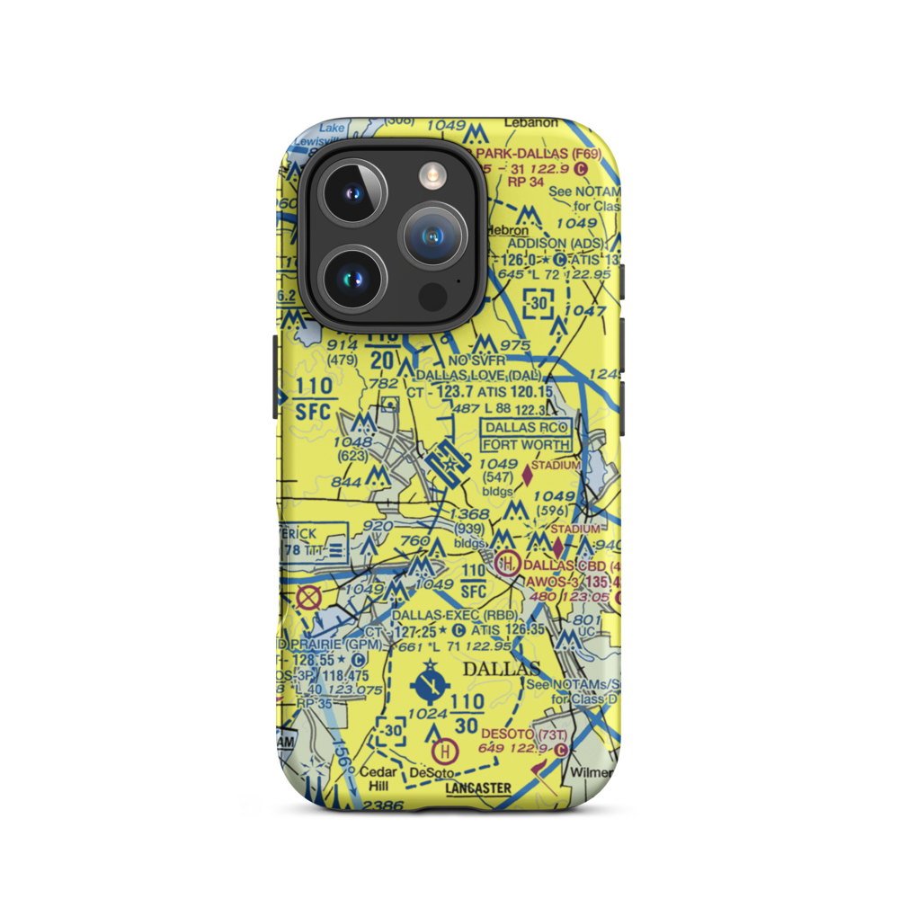 Dallas Love Field (DAL) VFR Sectional  Tough iPhone Case iPhone 16 Pro model shown
