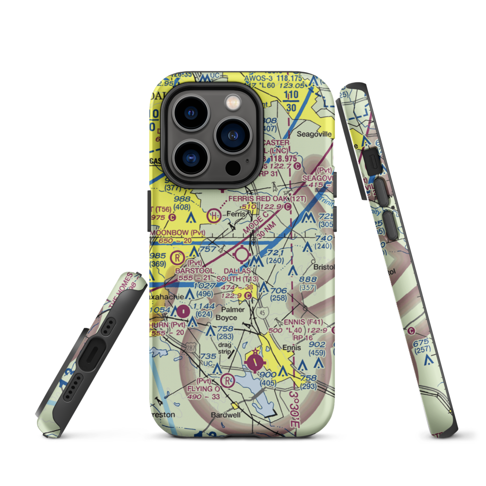 Dallas South Port Airport (T13) VFR Sectional  Tough iPhone Case iPhone 14 Pro model shown