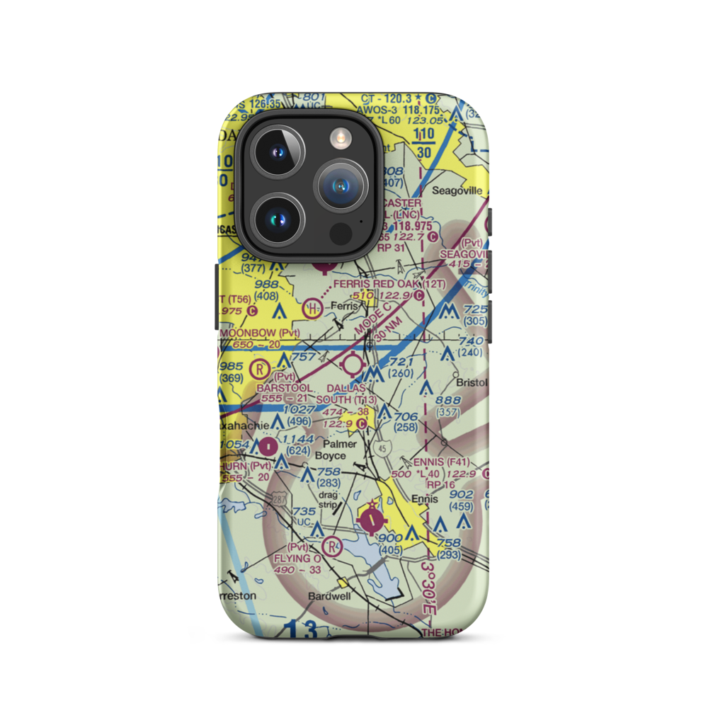 Dallas South Port Airport (T13) VFR Sectional  Tough iPhone Case iPhone 16 Pro model shown