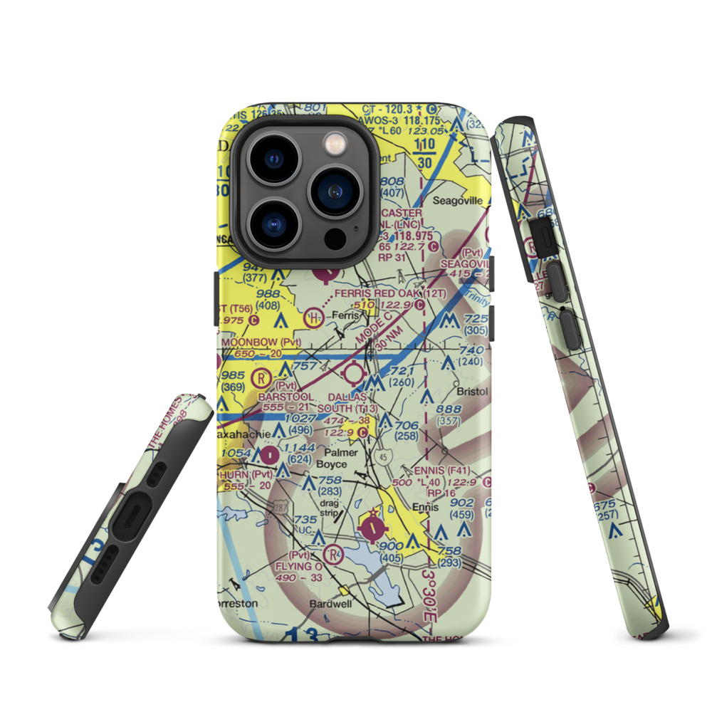 Dallas South Port Airport (T13) VFR Sectional  Tough iPhone Case iPhone 13 Pro model shown