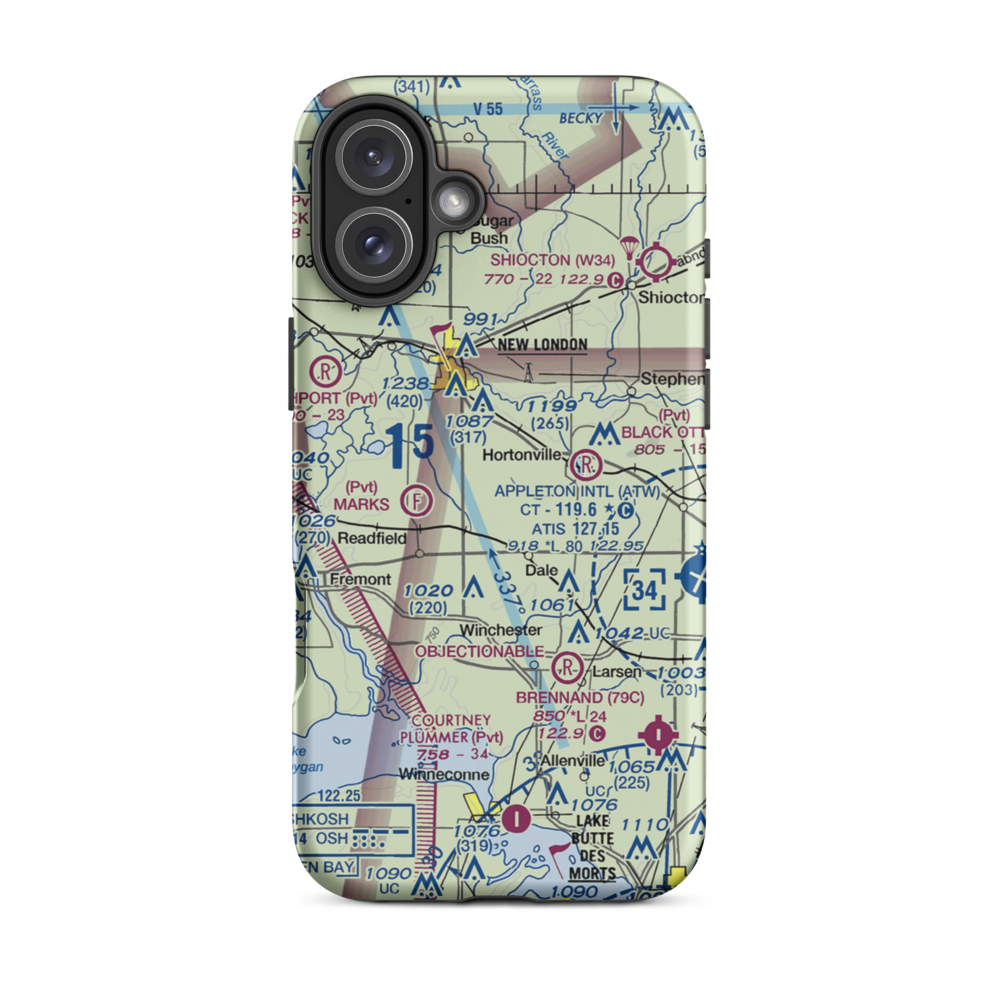 Dalonia Airport (32WI) VFR Sectional  Tough iPhone Case iPhone 16 Plus model shown