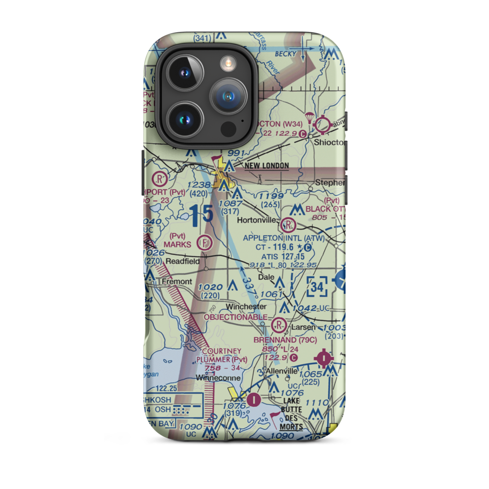 Dalonia Airport (32WI) VFR Sectional  Tough iPhone Case iPhone 16 Pro Max model shown