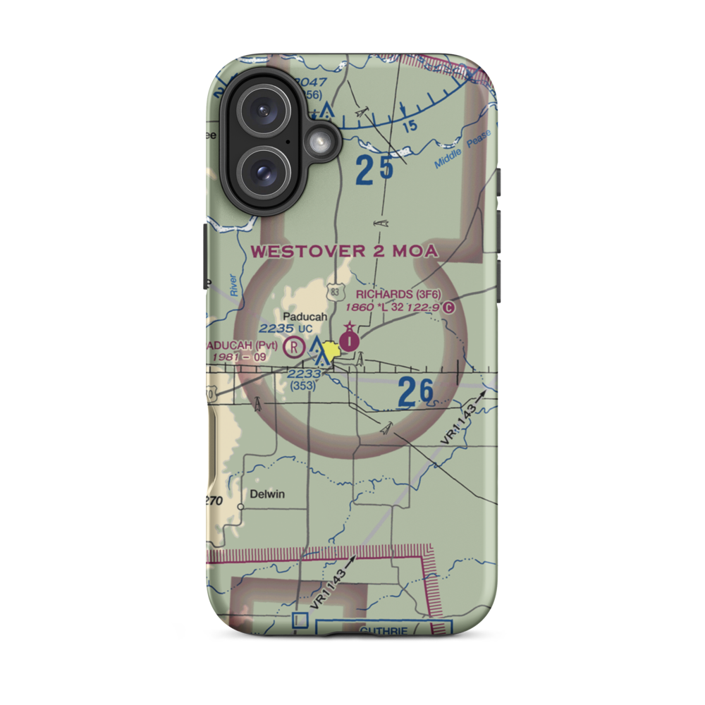 Dan E Richards Municipal Airport (3F6) VFR Sectional  Tough iPhone Case iPhone 16 Plus model shown