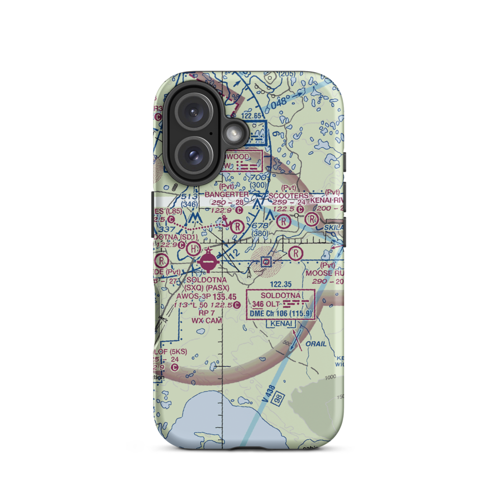 Dan France Airport (7AK6) VFR Sectional  Tough iPhone Case iPhone 16 model shown