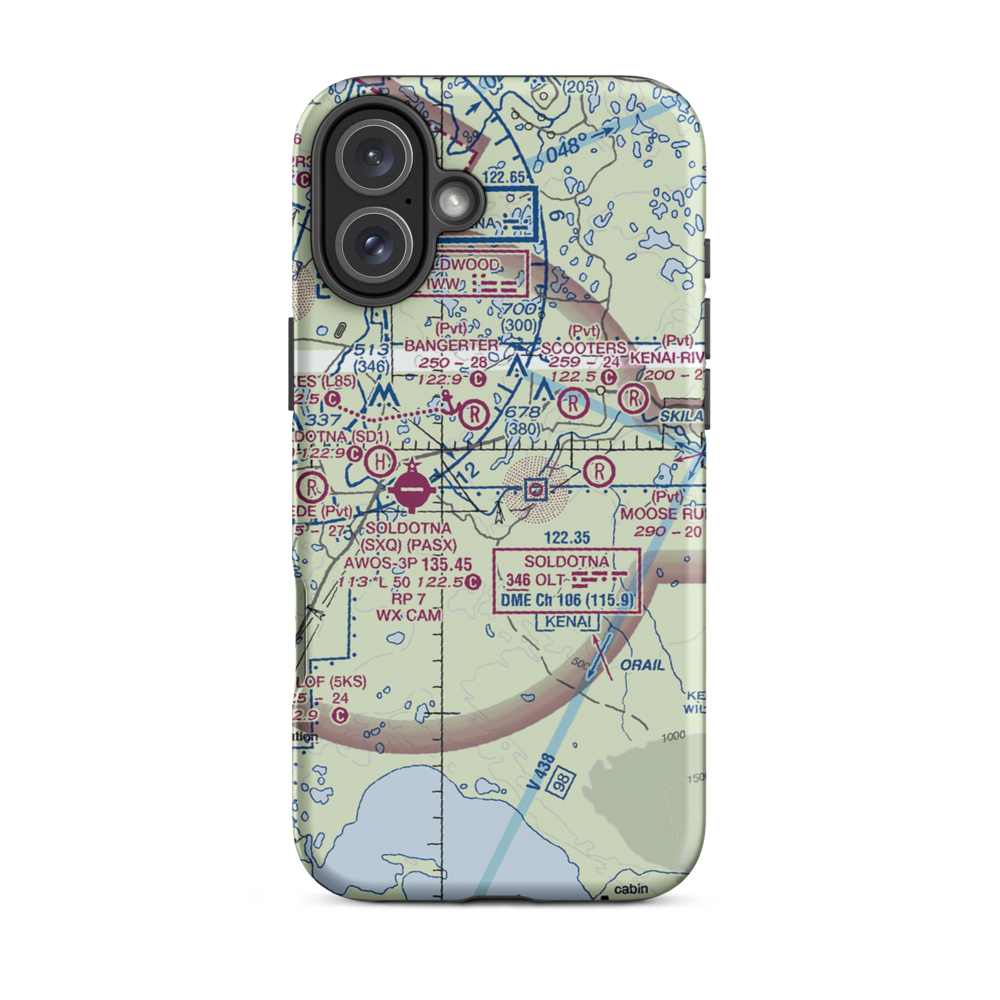 Dan France Airport (7AK6) VFR Sectional  Tough iPhone Case iPhone 16 Plus model shown