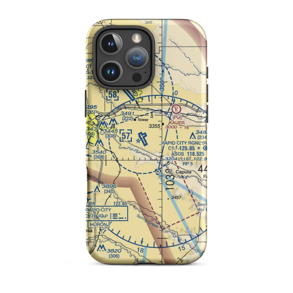 Dan's Airport (4SD4) VFR Sectional  Tough iPhone Case iPhone 16 Pro Max model shown