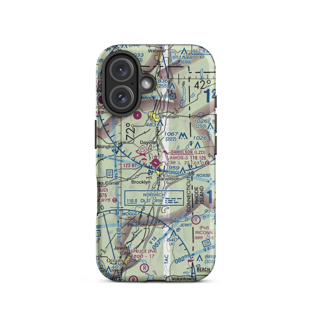 Danielson Airport (LZD) VFR Sectional  Tough iPhone Case iPhone 16 model shown