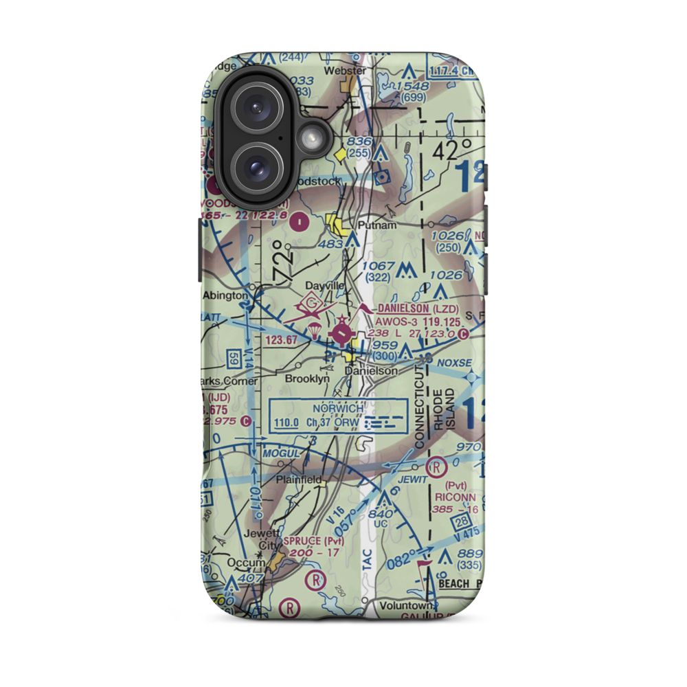 Danielson Airport (LZD) VFR Sectional  Tough iPhone Case iPhone 16 Plus model shown