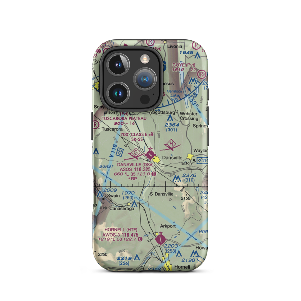 Dansville Municipal Airport (DSV) VFR Sectional  Tough iPhone Case iPhone 16 Pro model shown