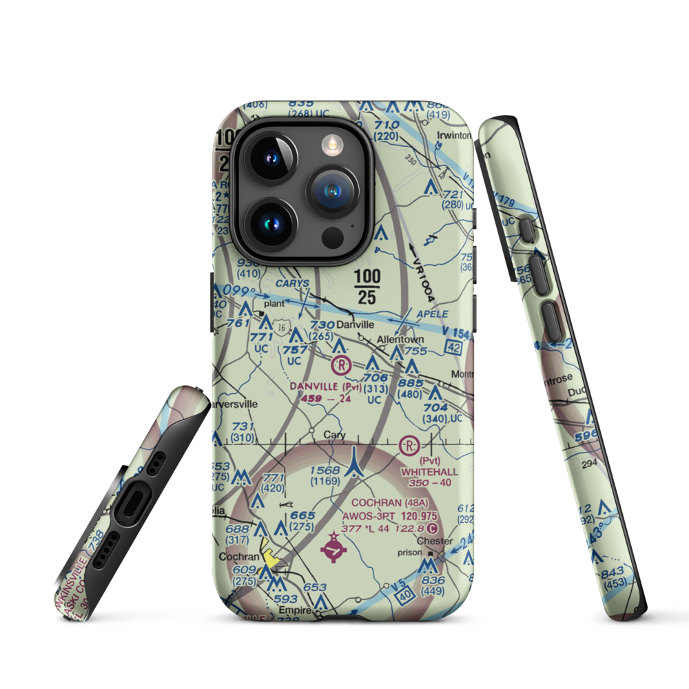 Danville Airpark (7GA4) VFR Sectional  Tough iPhone Case iPhone 15 Pro model shown