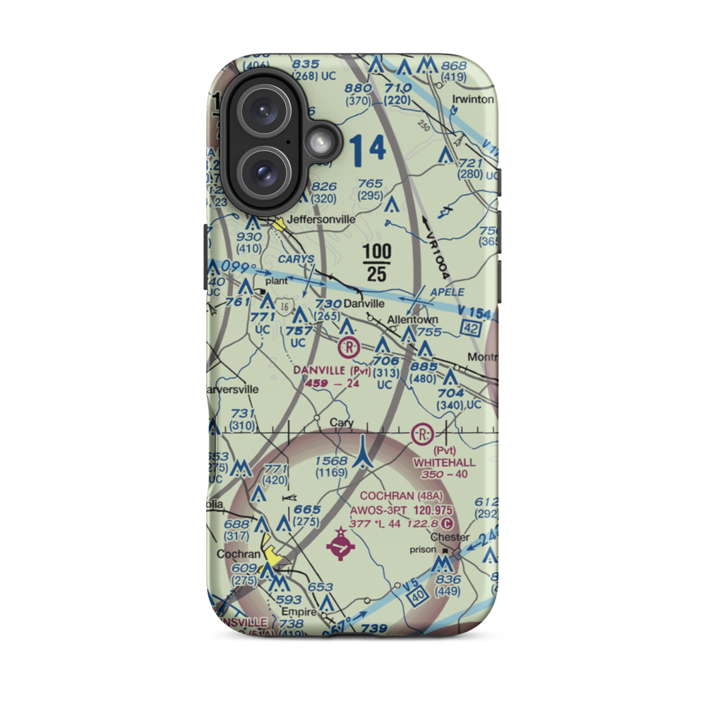 Danville Airpark (7GA4) VFR Sectional  Tough iPhone Case iPhone 16 Plus model shown