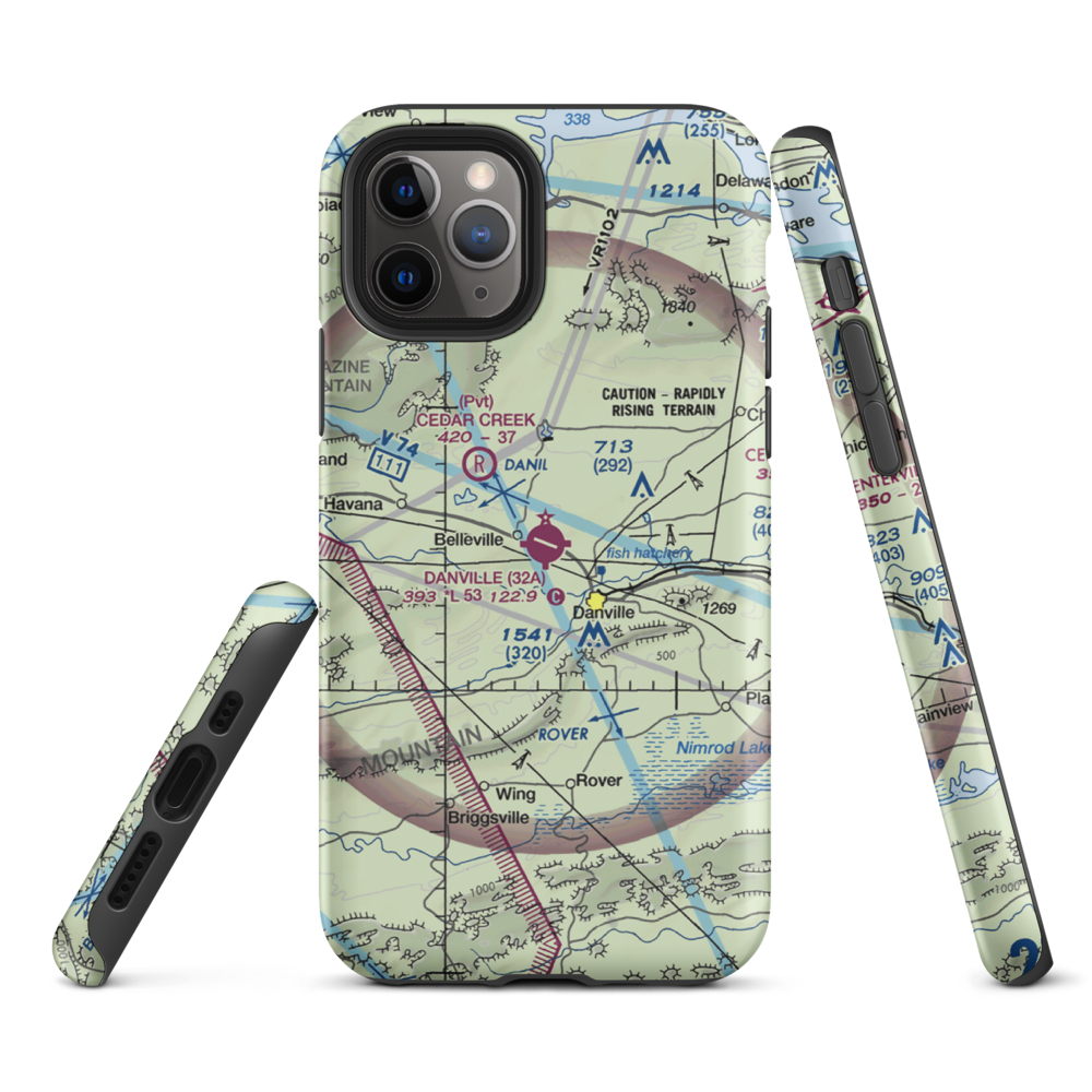 Danville Municipal Airport (32A) VFR Sectional  Tough iPhone Case iPhone 11 Pro model shown