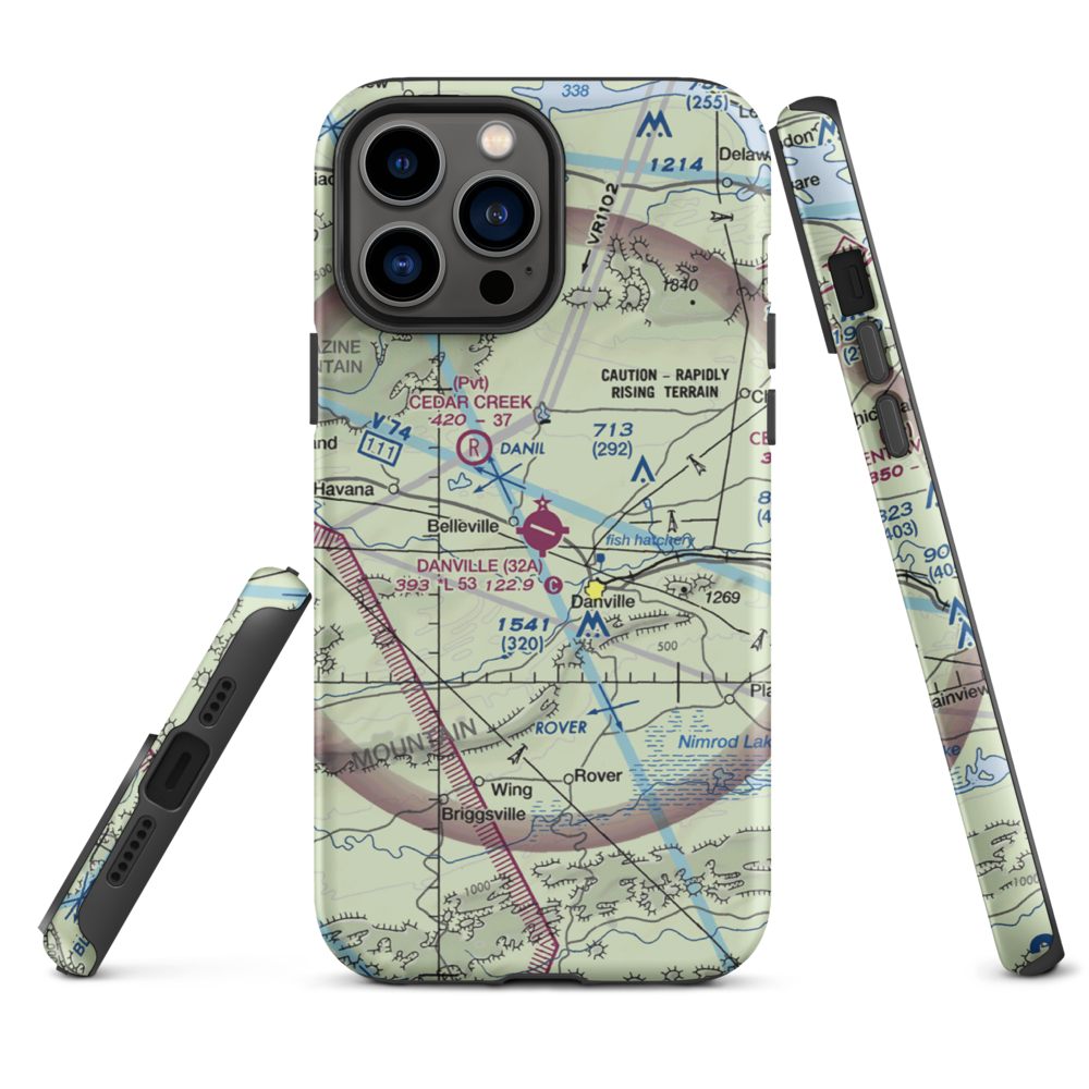Danville Municipal Airport (32A) VFR Sectional  Tough iPhone Case iPhone 13 Pro Max model shown