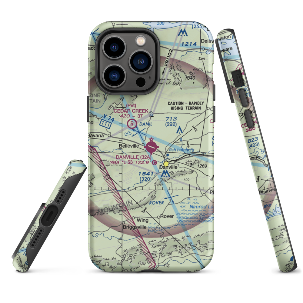 Danville Municipal Airport (32A) VFR Sectional  Tough iPhone Case iPhone 14 Pro Max model shown