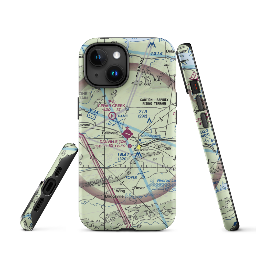Danville Municipal Airport (32A) VFR Sectional  Tough iPhone Case iPhone 15 model shown