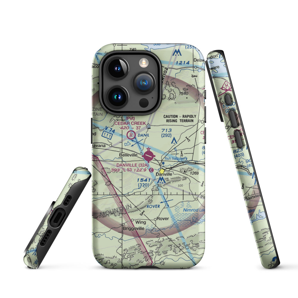 Danville Municipal Airport (32A) VFR Sectional  Tough iPhone Case iPhone 15 Pro model shown