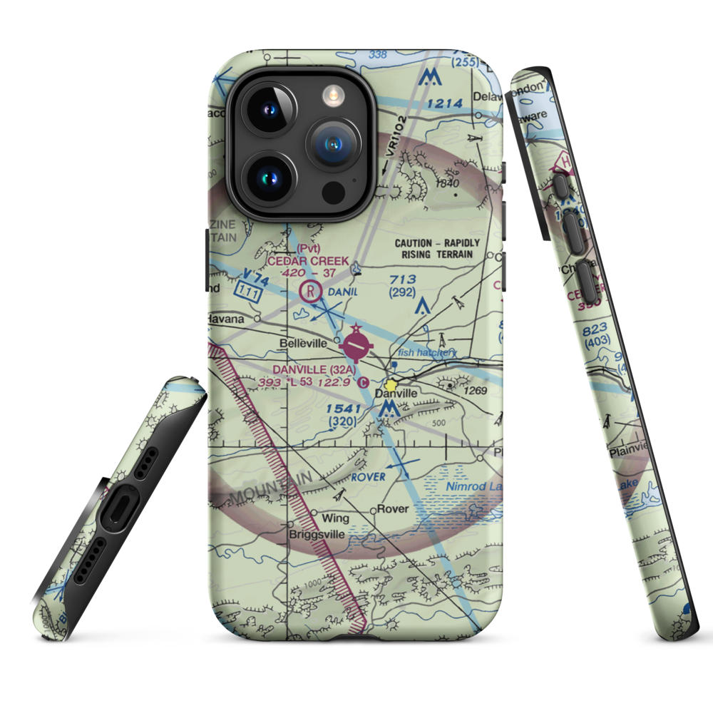 Danville Municipal Airport (32A) VFR Sectional  Tough iPhone Case iPhone 15 Pro Max model shown