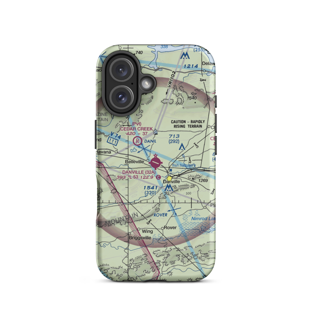 Danville Municipal Airport (32A) VFR Sectional  Tough iPhone Case iPhone 16 model shown