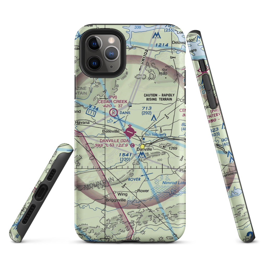 Danville Municipal Airport (32A) VFR Sectional  Tough iPhone Case iPhone 11 Pro Max model shown