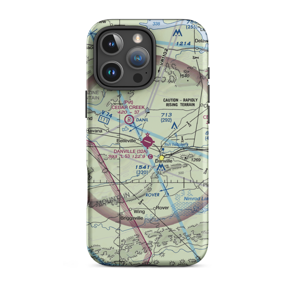 Danville Municipal Airport (32A) VFR Sectional  Tough iPhone Case iPhone 16 Pro Max model shown