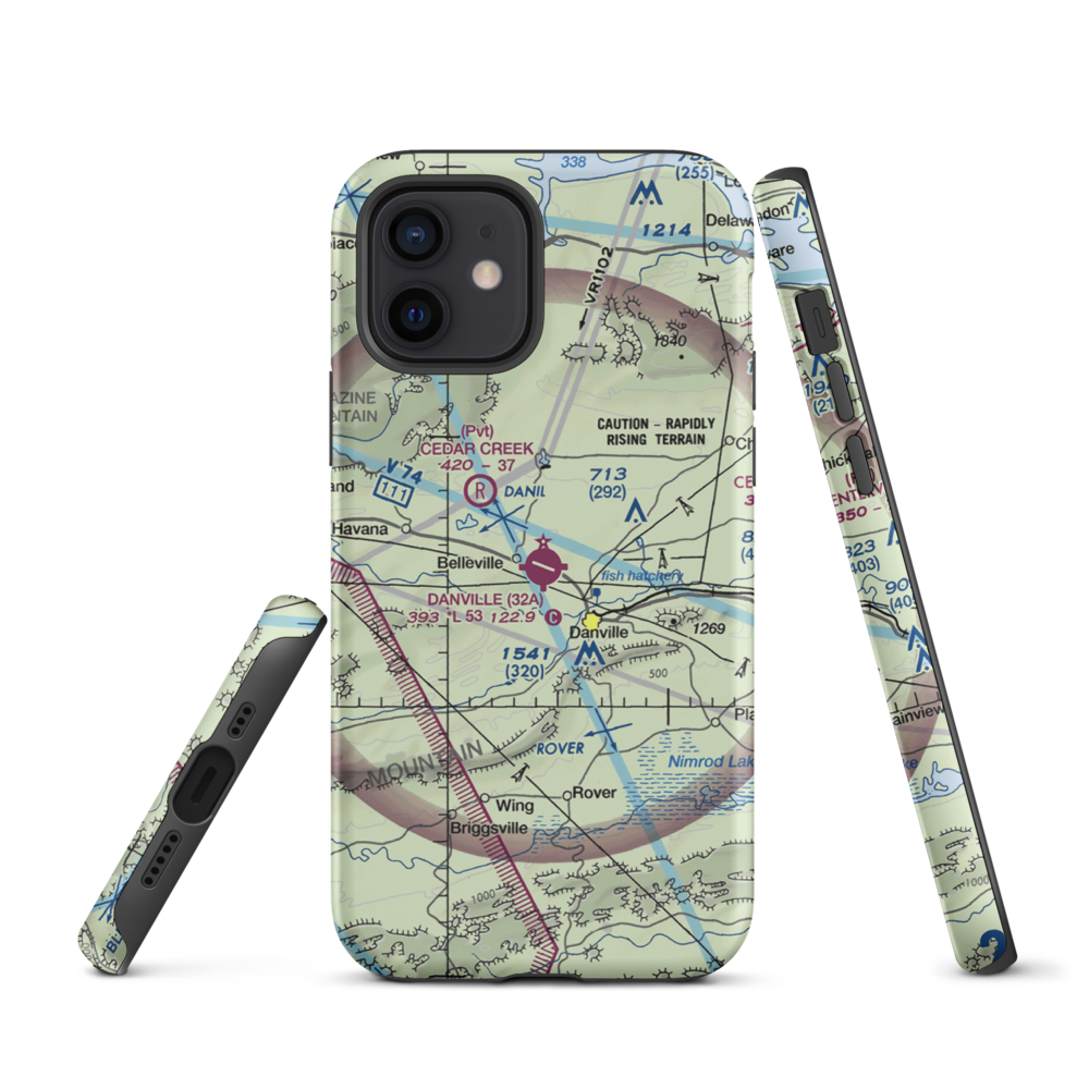 Danville Municipal Airport (32A) VFR Sectional  Tough iPhone Case iPhone 12 model shown