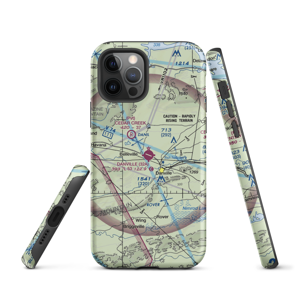 Danville Municipal Airport (32A) VFR Sectional  Tough iPhone Case iPhone 12 Pro model shown
