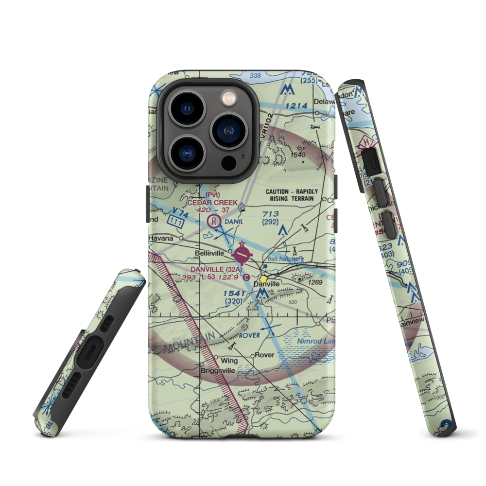 Danville Municipal Airport (32A) VFR Sectional  Tough iPhone Case iPhone 13 Pro model shown