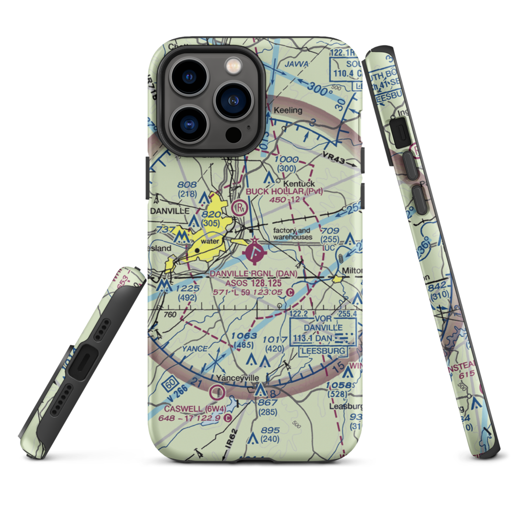 Danville Regional Airport (DAN) VFR Sectional  Tough iPhone Case iPhone 13 Pro Max model shown