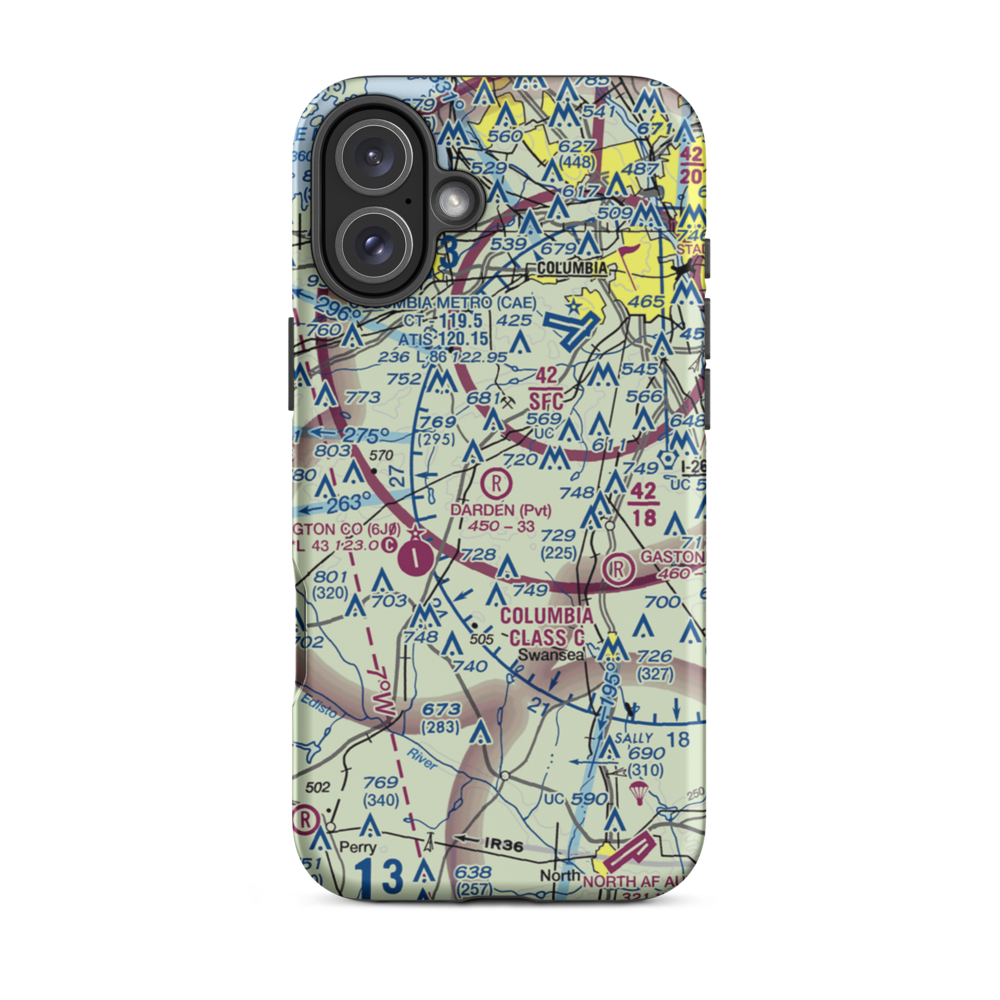 Darden Airport (SC13) VFR Sectional  Tough iPhone Case iPhone 16 Plus model shown
