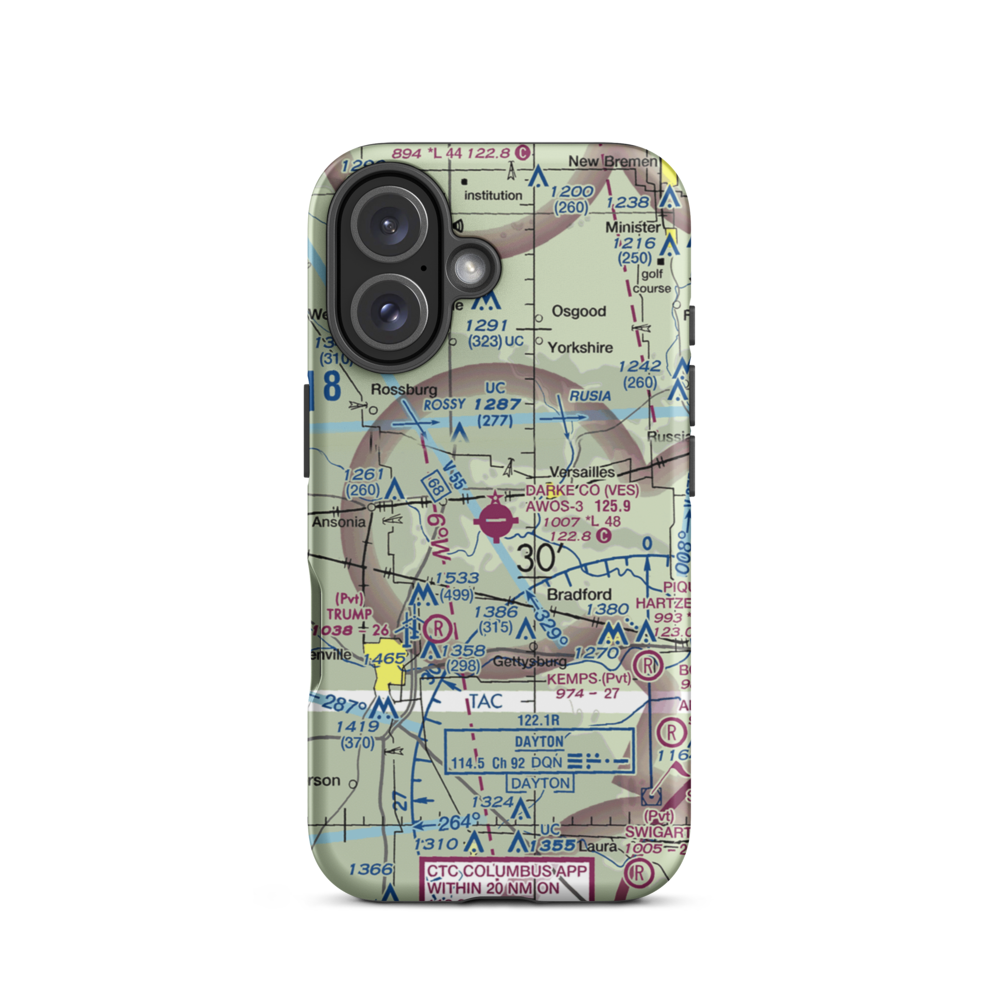 Darke County Airport (VES) VFR Sectional  Tough iPhone Case iPhone 16 model shown
