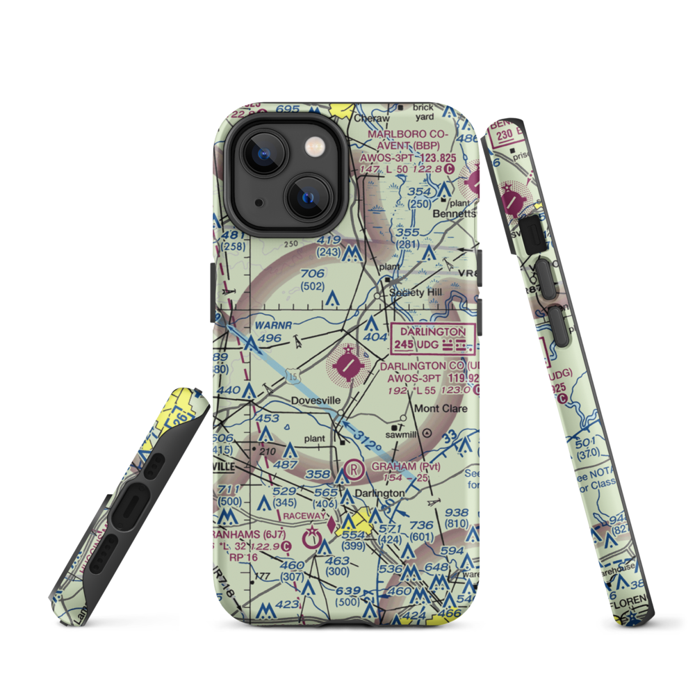Darlington County Airport (UDG) VFR Sectional  Tough iPhone Case iPhone 14 model shown