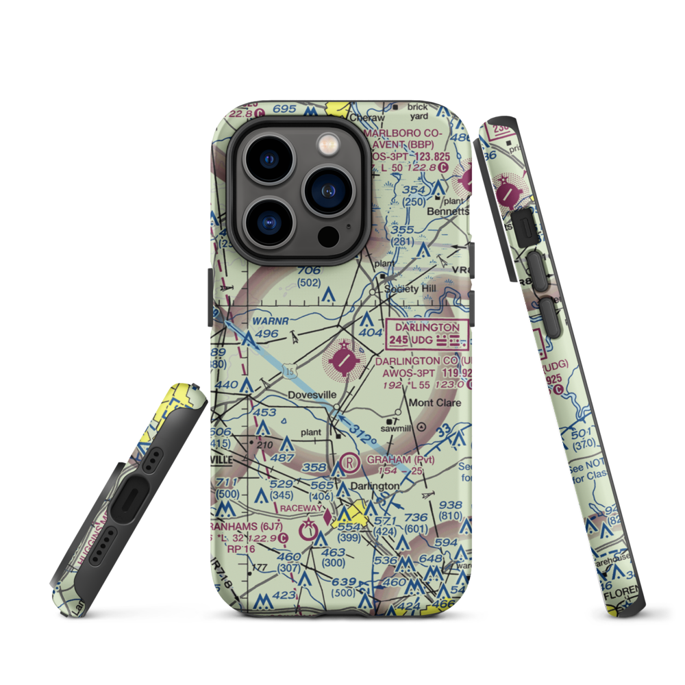 Darlington County Airport (UDG) VFR Sectional  Tough iPhone Case iPhone 14 Pro model shown