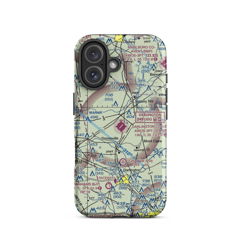 Darlington County Airport (UDG) VFR Sectional  Tough iPhone Case iPhone 16 model shown