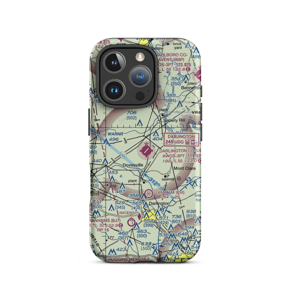 Darlington County Airport (UDG) VFR Sectional  Tough iPhone Case iPhone 16 Pro model shown