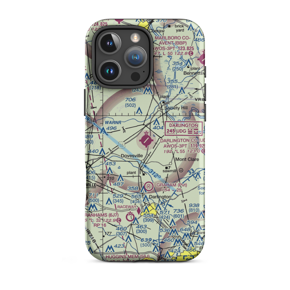 Darlington County Airport (UDG) VFR Sectional  Tough iPhone Case iPhone 16 Pro Max model shown
