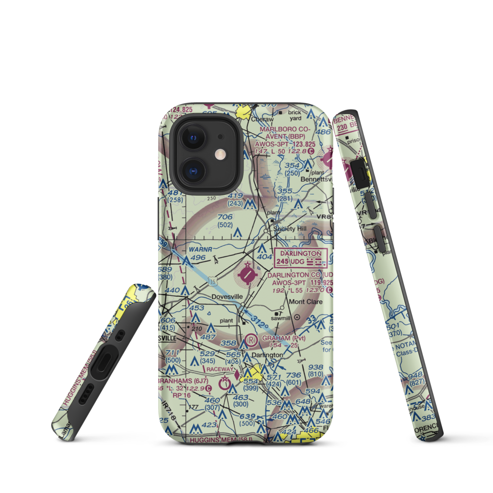 Darlington County Airport (UDG) VFR Sectional  Tough iPhone Case iPhone 12 mini model shown