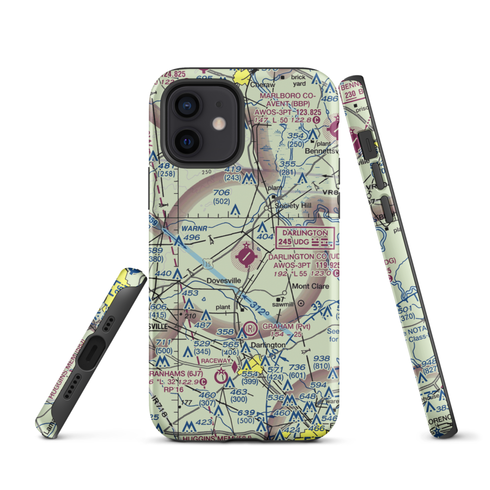 Darlington County Airport (UDG) VFR Sectional  Tough iPhone Case iPhone 12 model shown