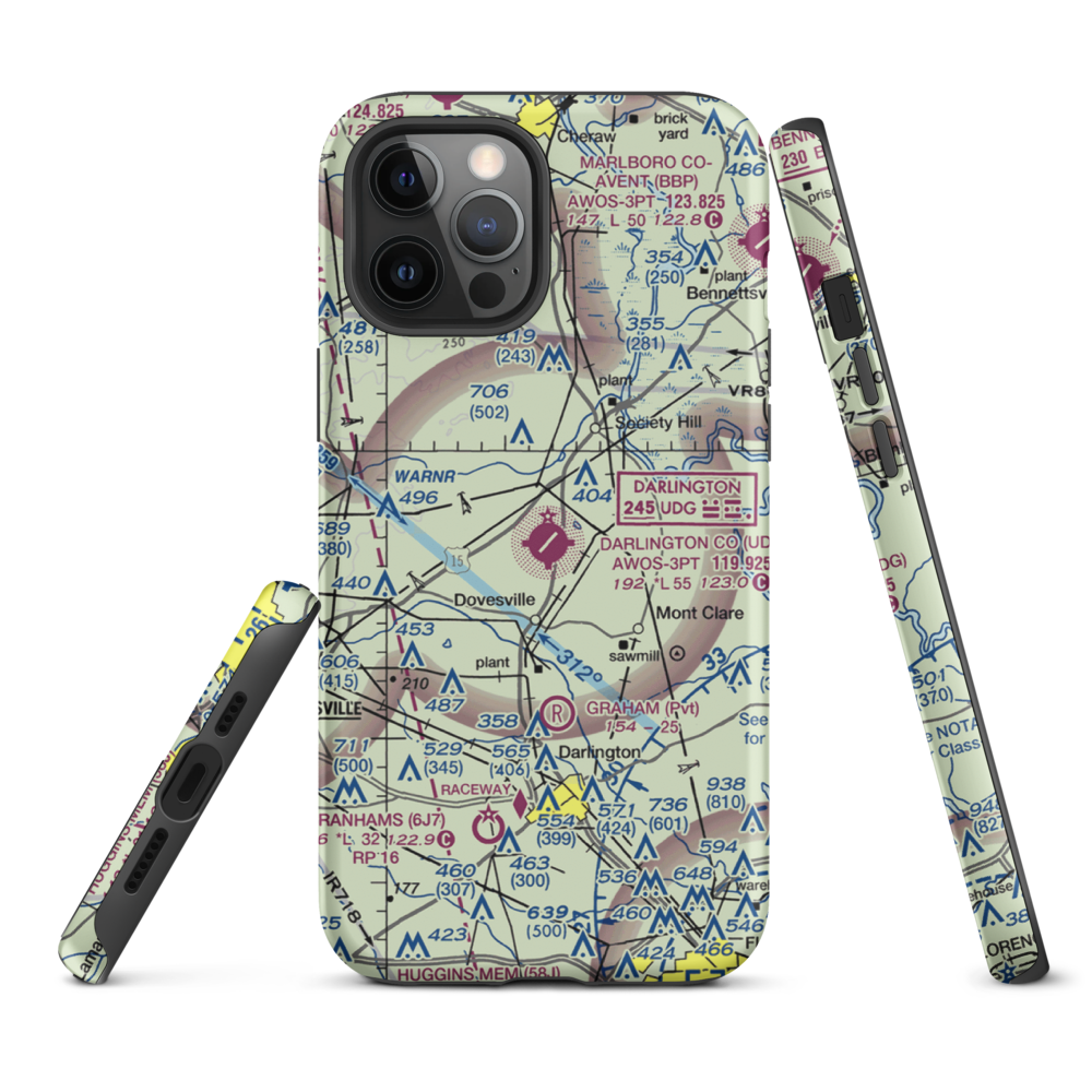 Darlington County Airport (UDG) VFR Sectional  Tough iPhone Case iPhone 12 Pro Max model shown