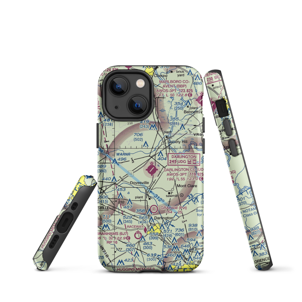 Darlington County Airport (UDG) VFR Sectional  Tough iPhone Case iPhone 13 mini model shown